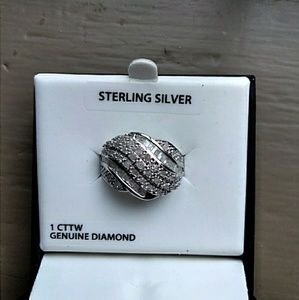 1CTTW Genuine Diamond Sterling Silver Ring